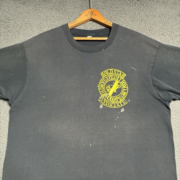 Vintage 80s Rhino Nature Fade T-Shirt Men’s XL Faded Black Distressed Burnout - Picture 4 of 11